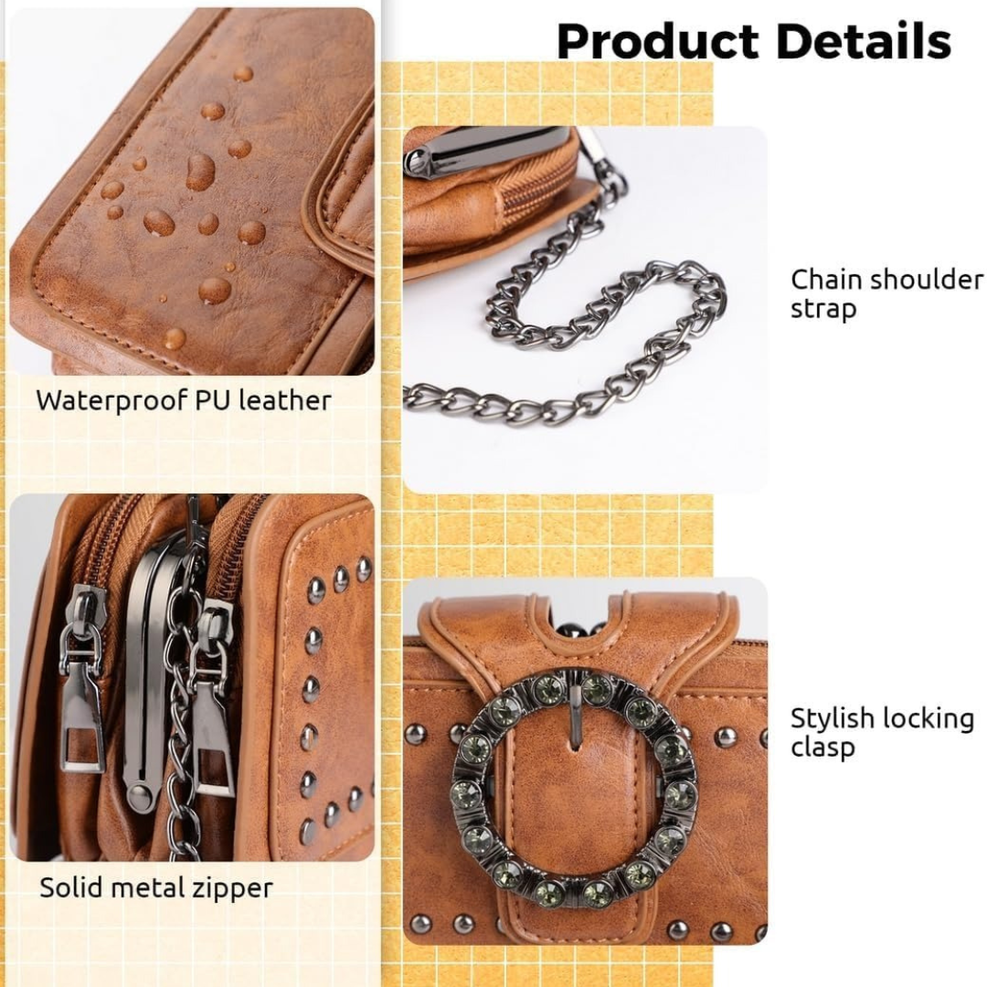 Elegance Luxe Leather Chain Decor Clutch