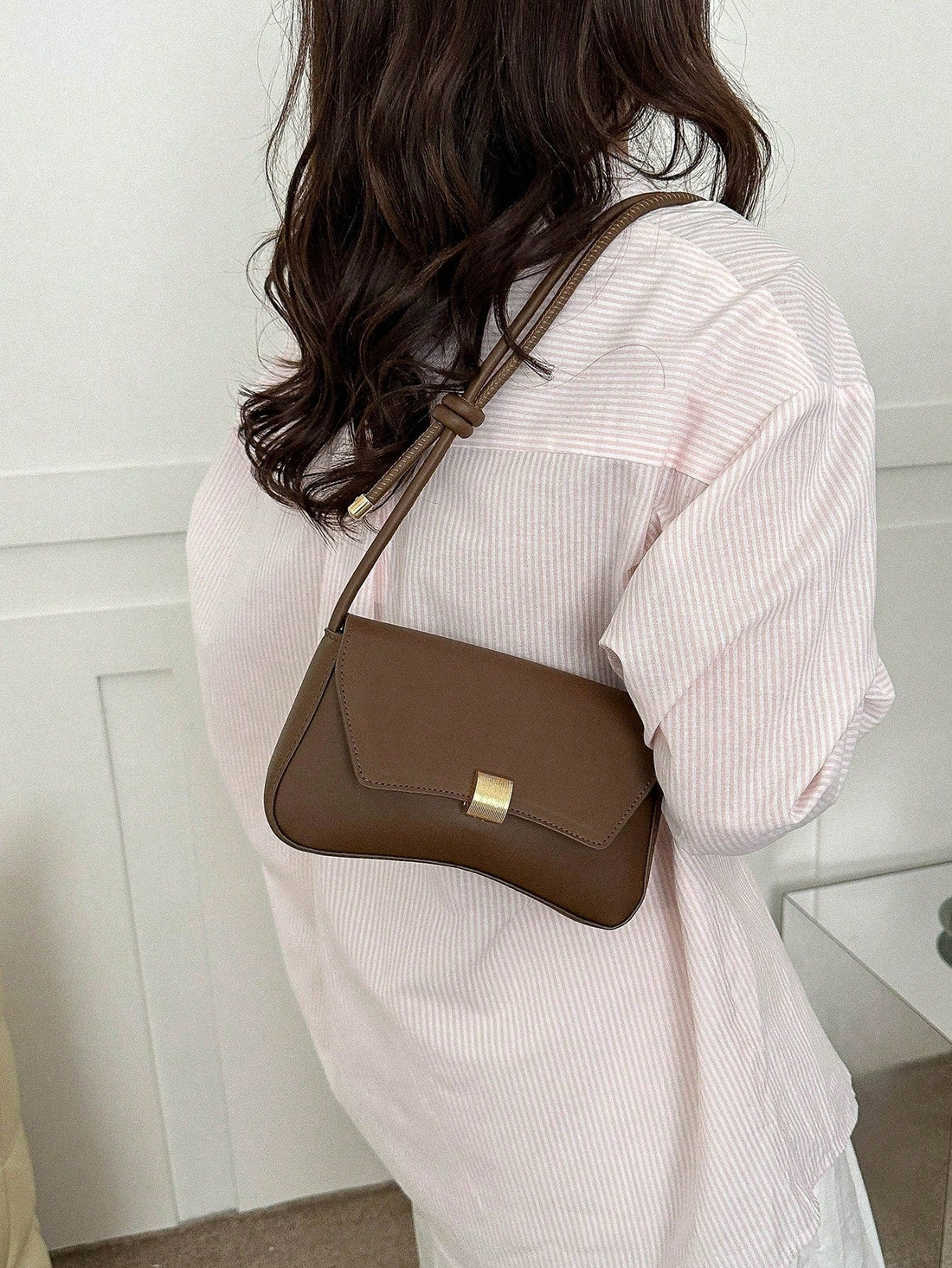 Retro Lightweight, Business Casual Chocolate Brown Flap Bag Vintage PU For Teen Girls Women College Students, Rookies & White-Collar Workers Perfect For Office, College