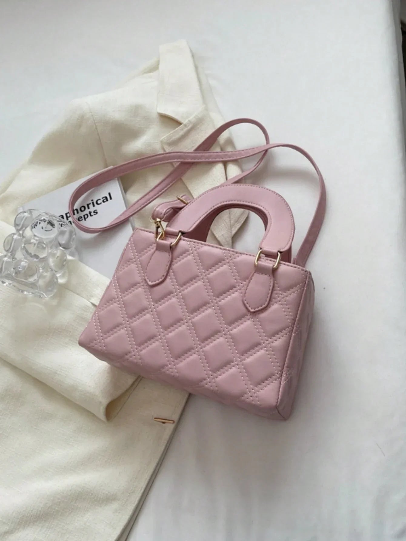 Fashionable New High-End Texture, Simple And Versatile, Casual Solid Color, Versatile, Lightweight, Small Square Bag, Handbag, Crossbody Bag, Elegant Small Square Bag