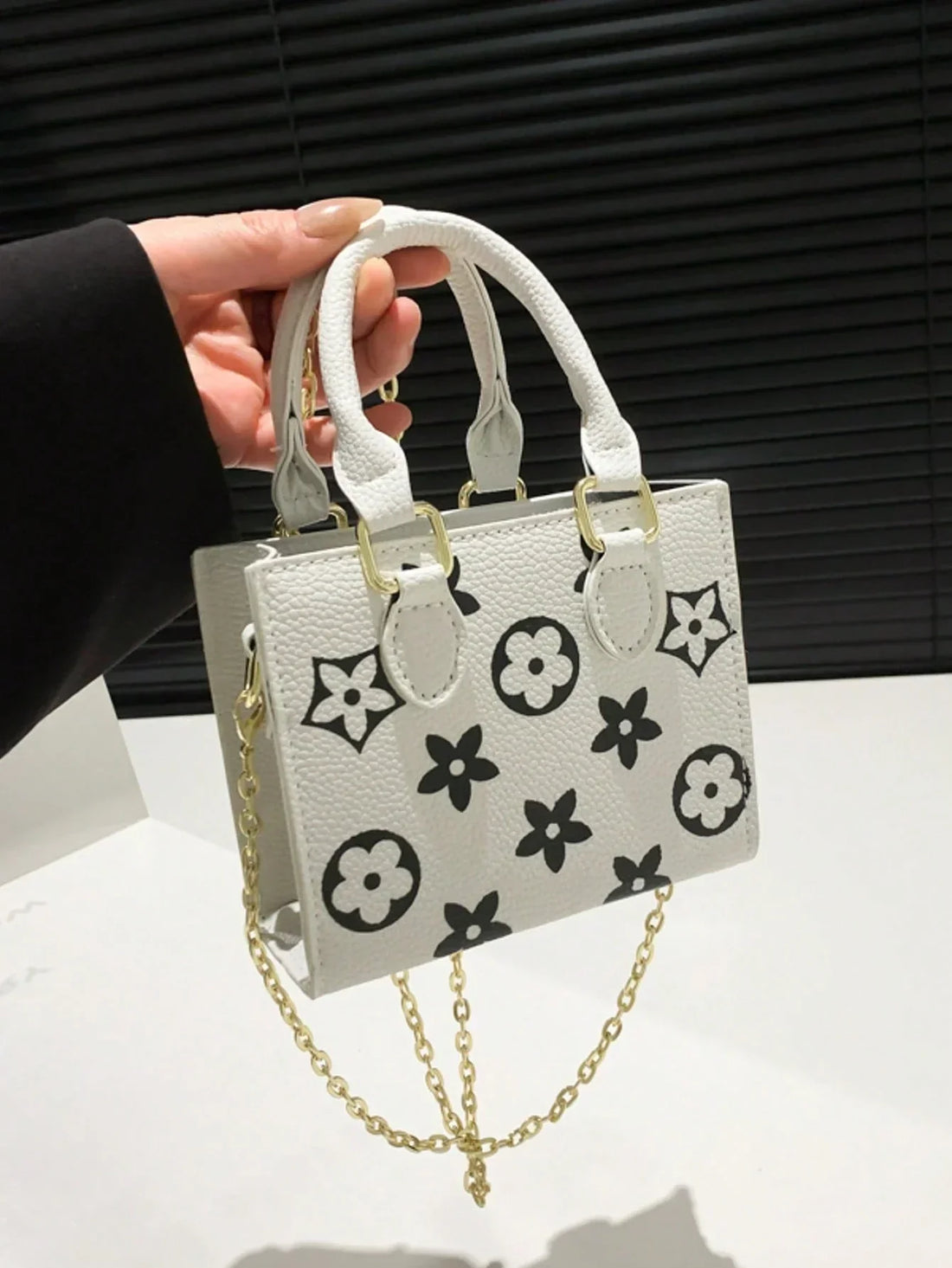 Small Floral Print Contrast Color Handbag For Women, Fashion Portable Shoulder Crossbody Casual Tote Bag, Versatile For Shopping