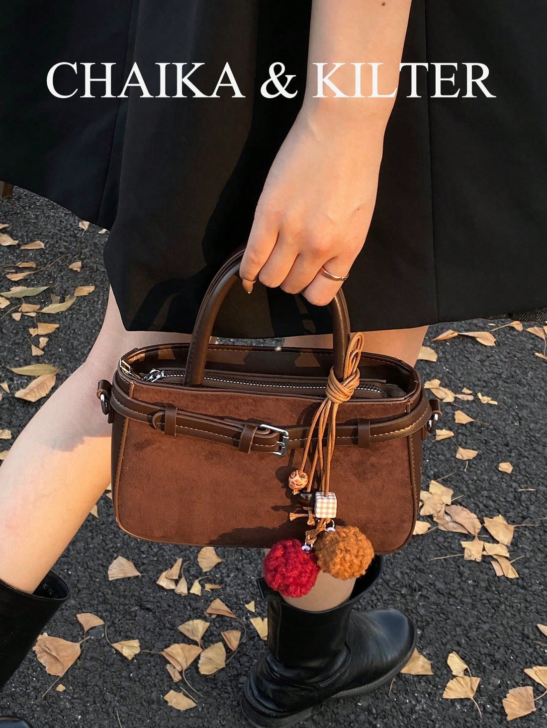 Brown leather women Bag With Strap Decoration