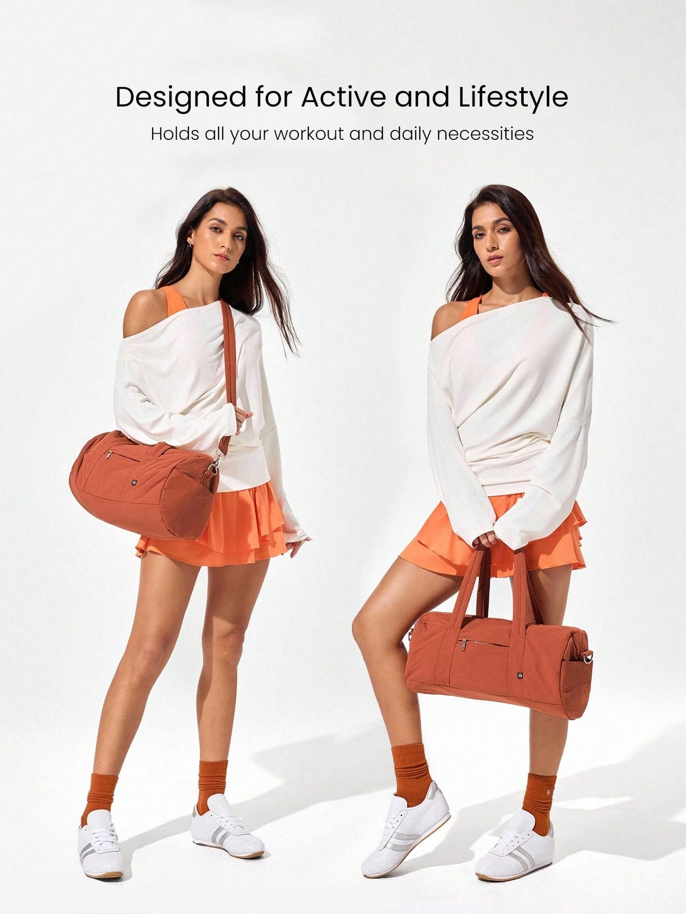 Large Capacity Carry Dual-Strap Duffle Zippered Bag Daily Active Casual