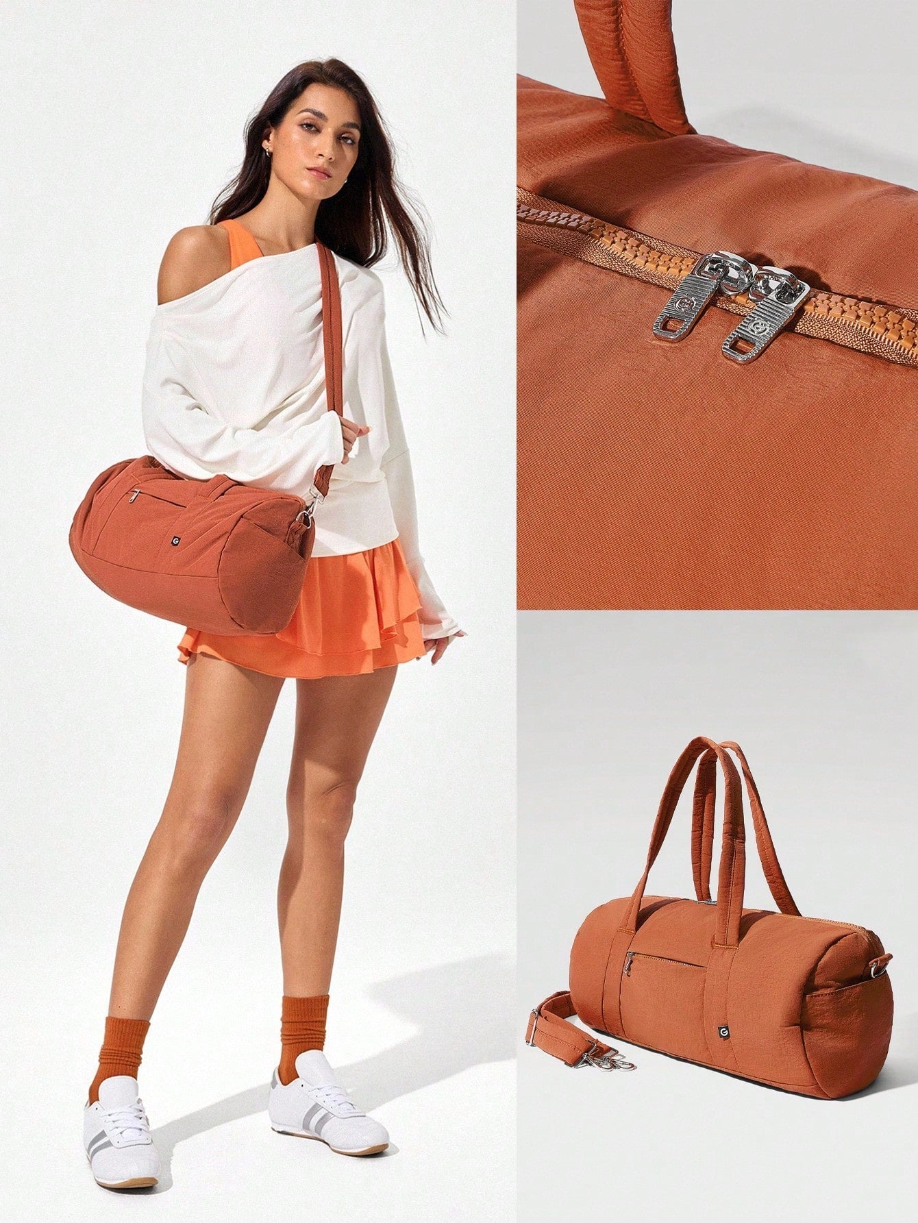 Large Capacity Carry Dual-Strap Duffle Zippered Bag Daily Active Casual