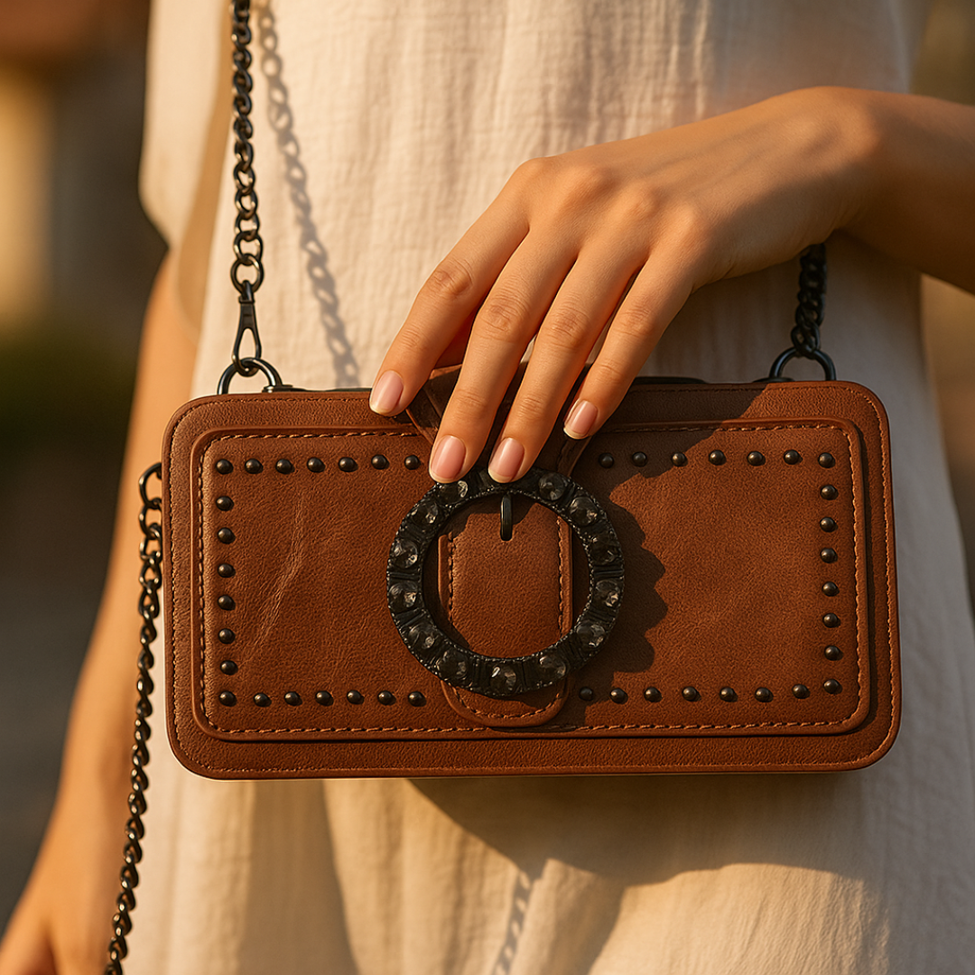 Elegance Luxe Leather Chain Decor Clutch