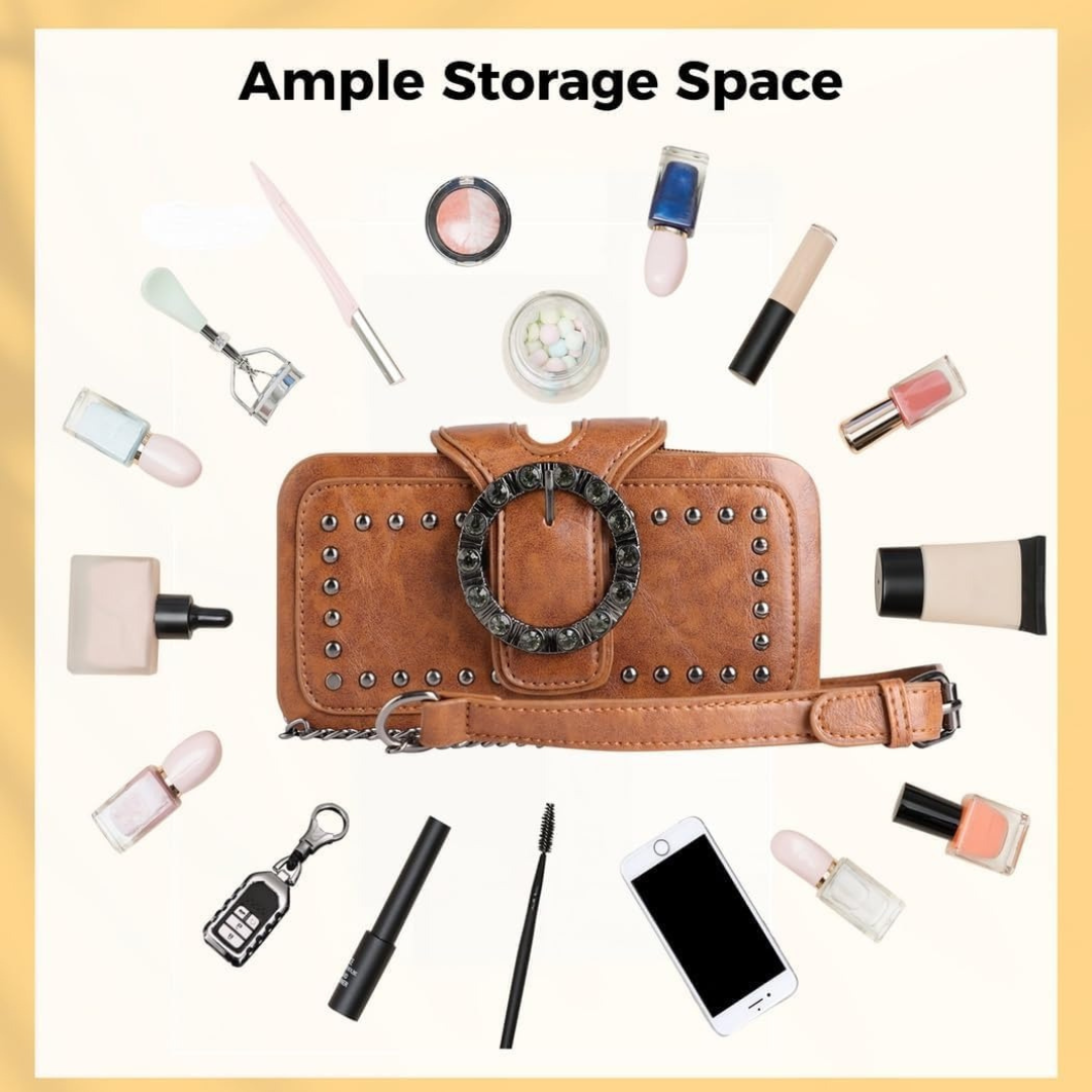 Elegance Luxe Leather Chain Decor Clutch