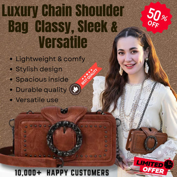 Elegance Luxe Leather Chain Decor Clutch